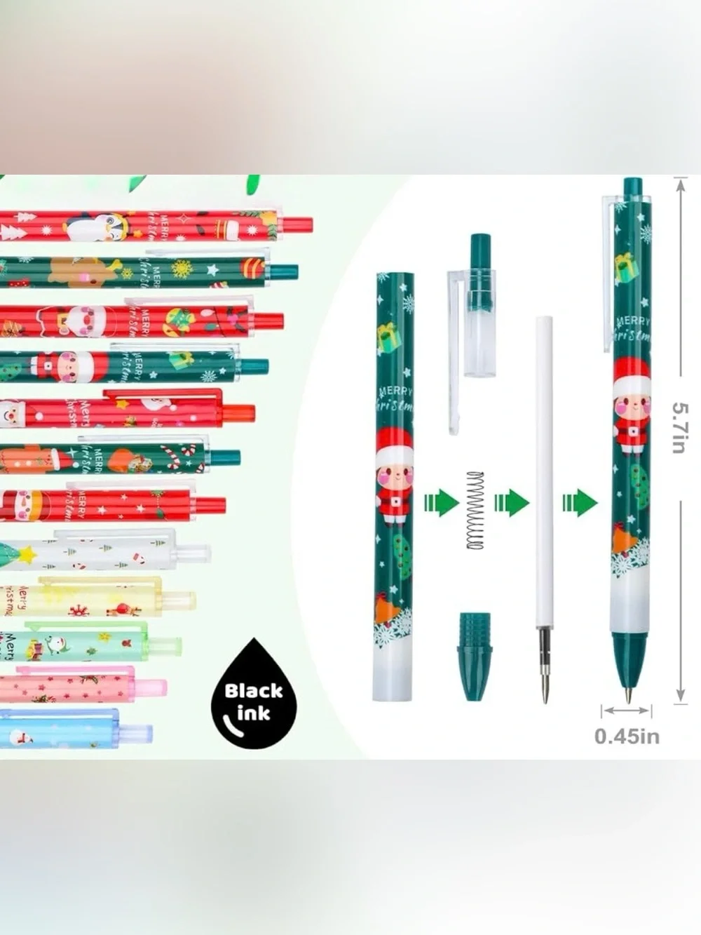 Holiday Christmas Ballpoint Pens - BUNDLE OF 5, RANDOM PULL
